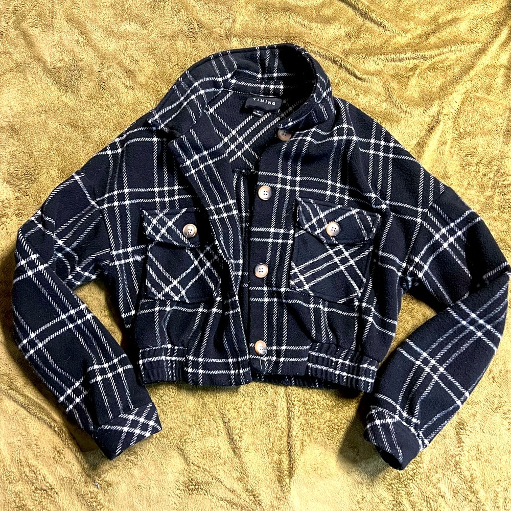 Timing Black and White Cropped Jacket